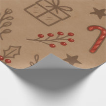 Papel de Natal com Bengalas e Azevinho