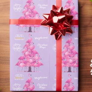 Presente Papel de Natal de flamingo 
