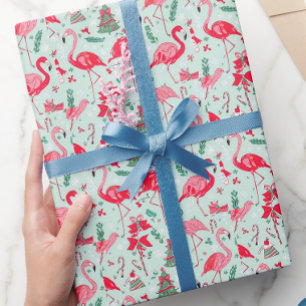 Presente Papel de Natal de flamingo 