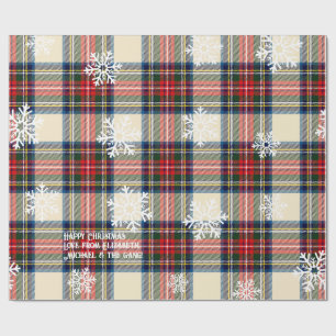 Presente Papel de Natal Personalizado com Xadrez Creme Vint