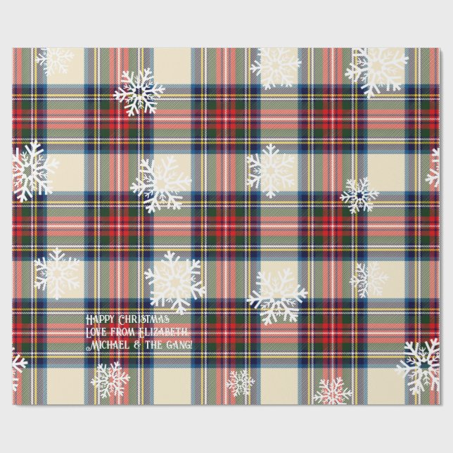 Presente Papel de Natal Personalizado com Xadrez Creme Vint (Aberto)