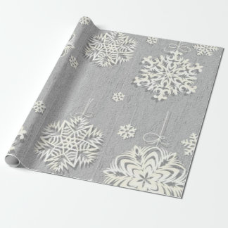Presente Papel de ondulação brilhante em flocos de neve