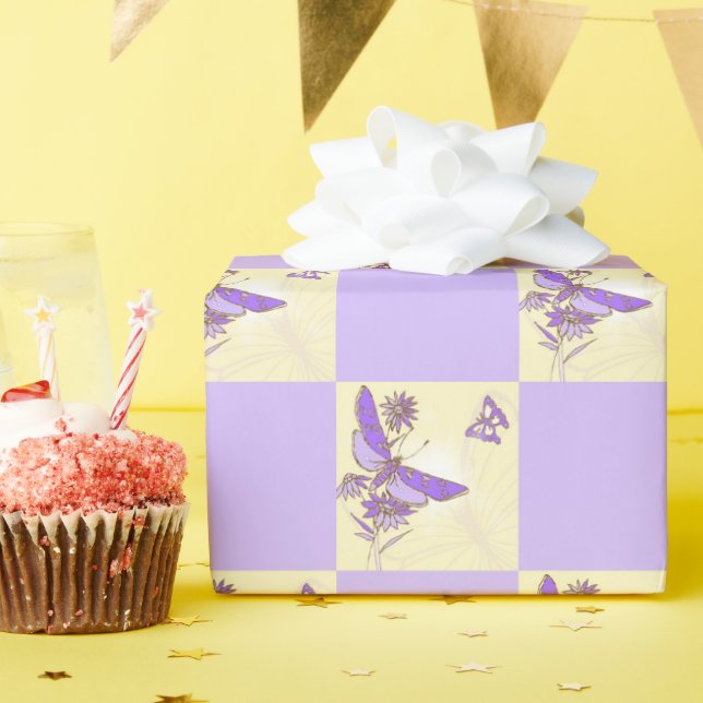 Presente Papel de ondulação da borboleta púrpura (Festa de aniversário)