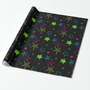 Presente Papel de ondulação das estrelas de neon Doodle