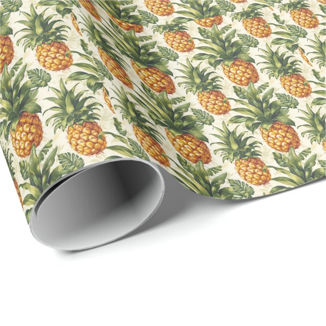Presente Papel de ondulação de abacaxi tropical (Ponta do rolo)