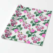 Papel de ondulação de aniversário da menina elefan