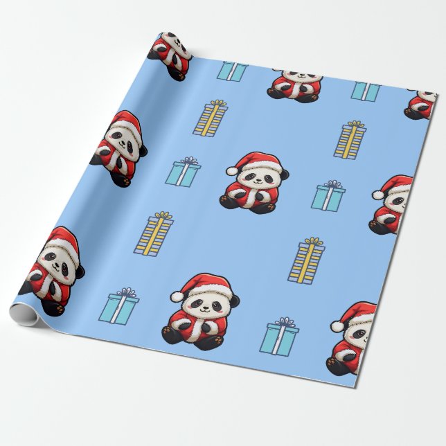 Presente Papel de ondulação de aniversário de Panda (Desenrolado)