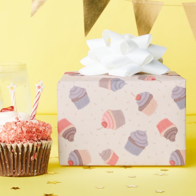 Presente Papel de ondulação de aniversário do Pastel Cupcak (Festa de aniversário)