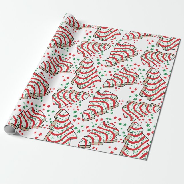 Presente Papel de ondulação de bolos de árvores de Natal (Desenrolado)