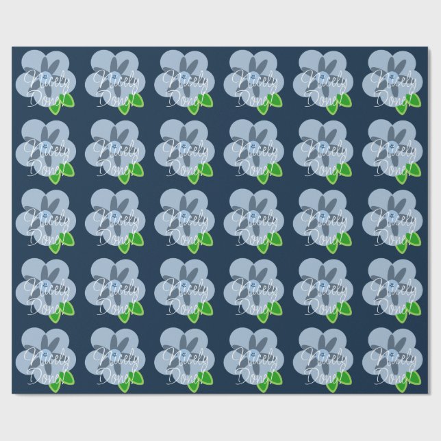 Presente Papel de ondulação de flores azuis bem feito (Aberto)