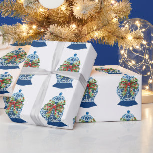 Presente Papel de ondulação de gengibre azul de Natal