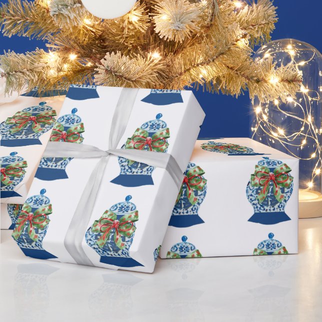 Presente Papel de ondulação de gengibre azul de Natal (Feriados)