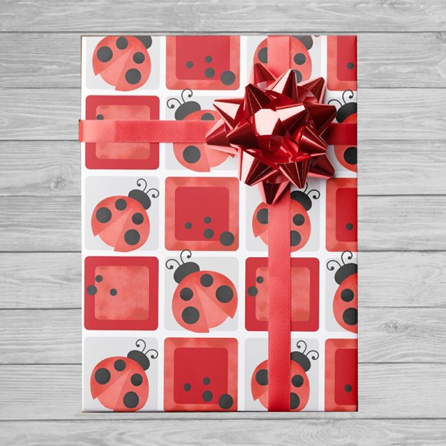 Presente Papel de ondulação de ladybug da Watercolor Party (Watercolor Ladybug Wrapping Paper)