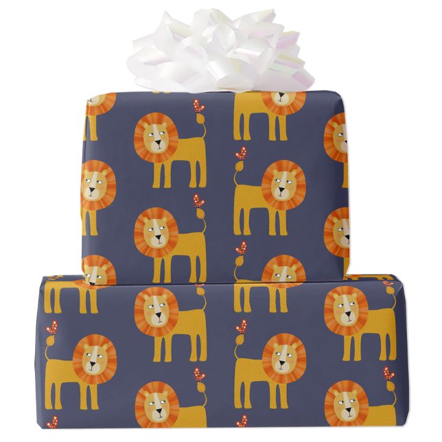 Presente Papel de ondulação de leão-cômoda (Cute lion gift wrap paper roll)