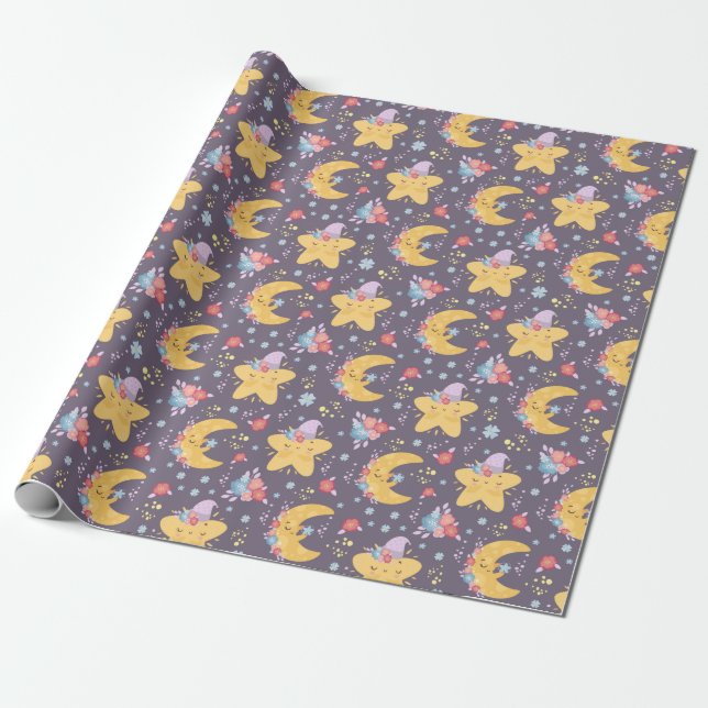 Presente Papel de ondulação de lua e estrelas (Desenrolado)