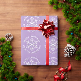 Presente Papel de ondulação de natal em flocos de neve roxo
