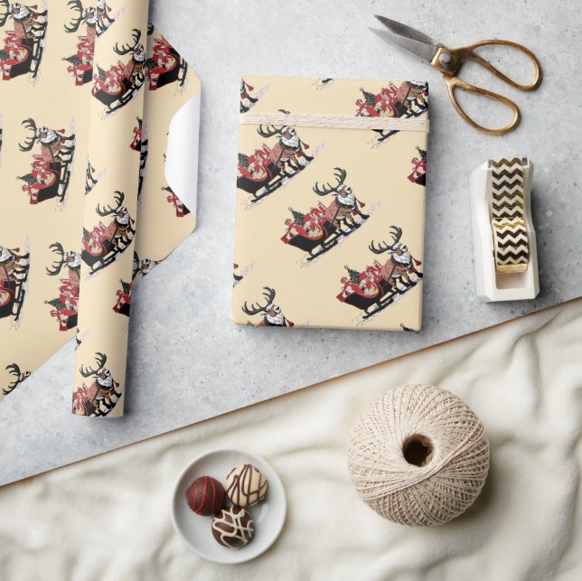 Presente Papel de ondulação de natal para Papais noeis retr (Artesanato)