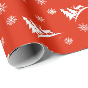 Presente Papel de ondulação de Natal vermelho e Flocos de