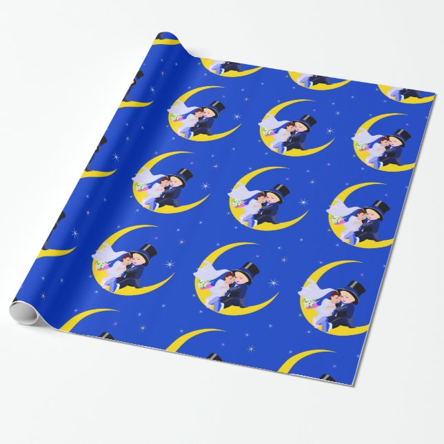 Presente Papel de ondulação de noiva e lua (Desenrolado)