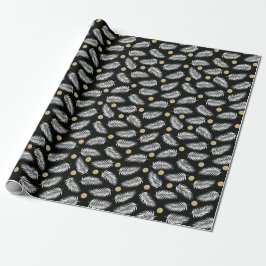 Presente Papel de ondulação de palma preto e Dourado elegan