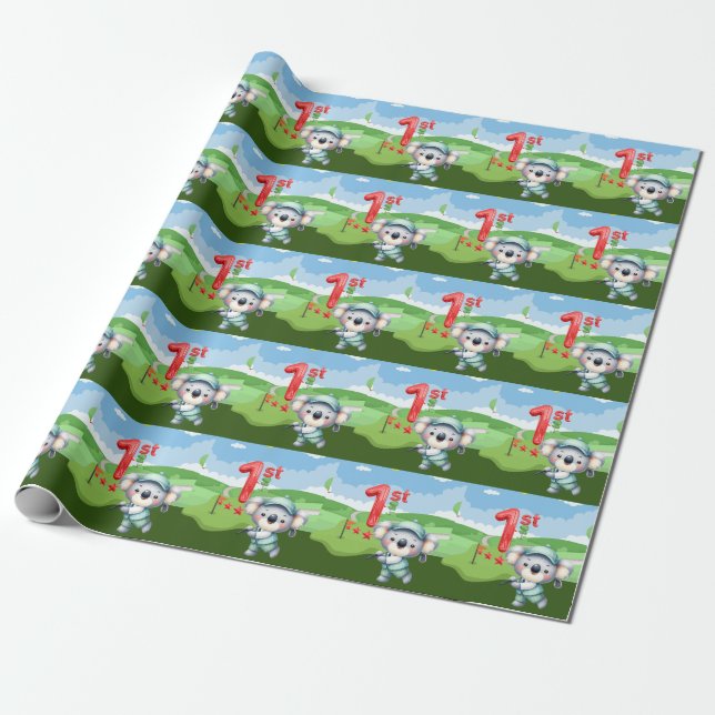 Presente Papel de ondulação de primeiro aniversario de golf (Desenrolado)