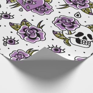 Presente Papel de ondulação de tatuagem púrpura e Rosa