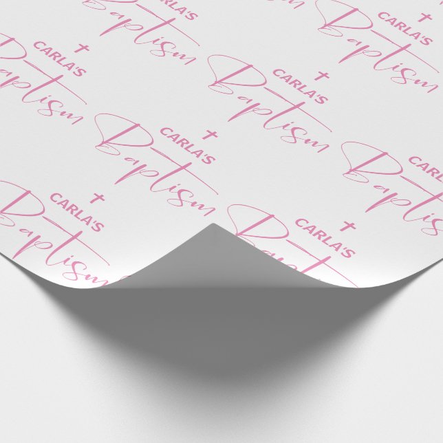 Presente Papel de ondulação do batismo da menina rosa (Ponta)