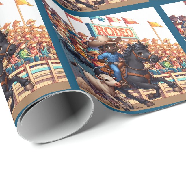 Presente Papel de ondulação do Cowboy do Rodeo Ocidental (Ponta do rolo)