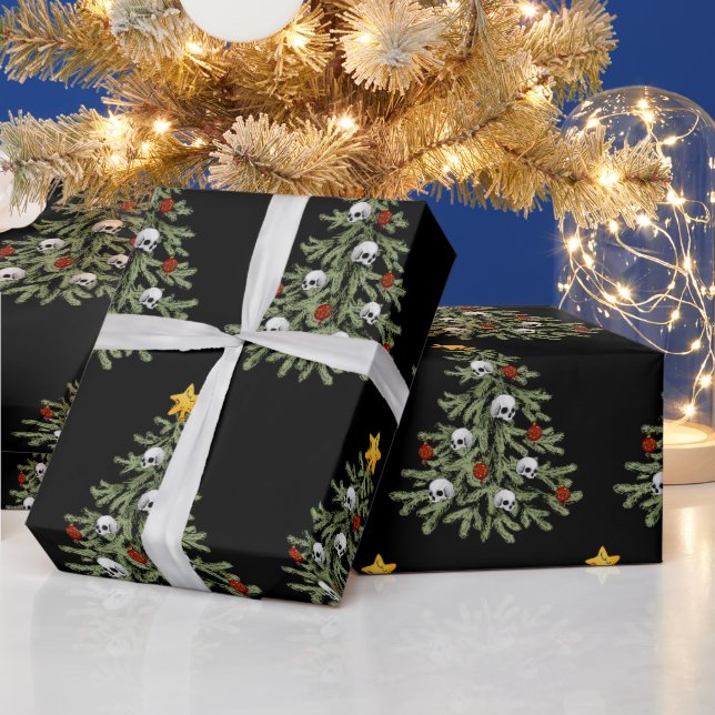 Presente Papel de ondulação do crânio da árvore natalícia a (Feriados)