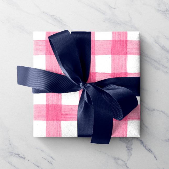 Presente Papel de ondulação Gingham, cor-de-água rosa (Criador carregado)