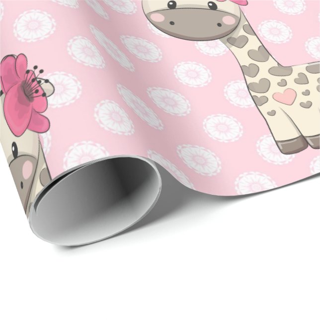 Presente Papel de ondulação para a menina Girafa (Ponta do rolo)