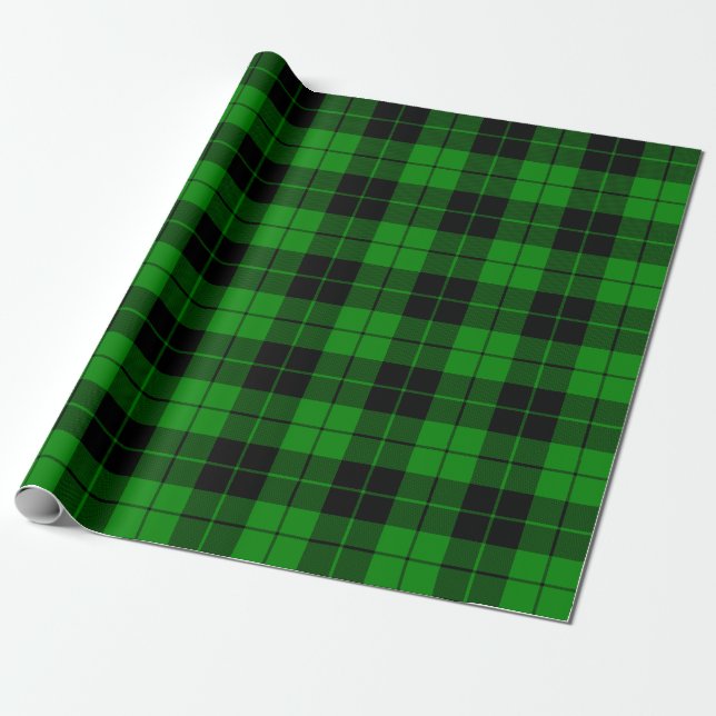 Presente Papel de ondulação preto e verde de padrão de Xadr (Desenrolado)