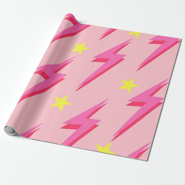 Presente Papel de ondulação rosa para relâmpagos para prese (Desenrolado)