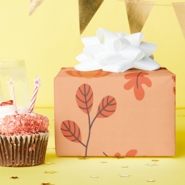 Presente Papel de ondulação sem costura com folhas (Festa de aniversário)