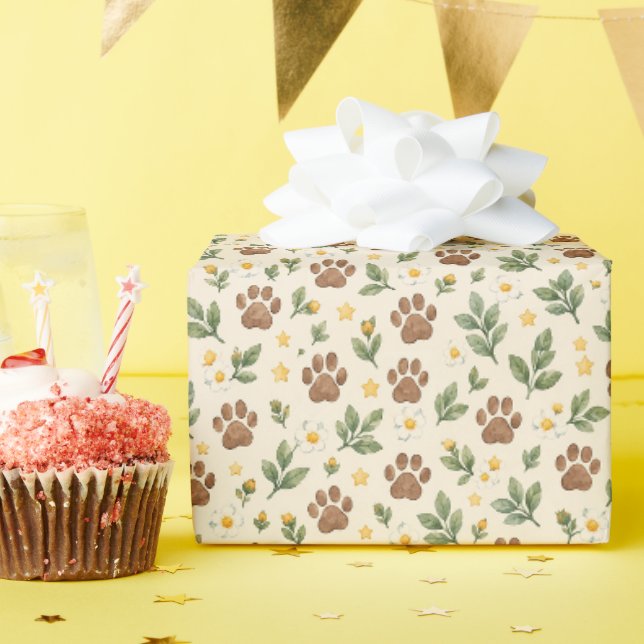 Presente Papel de Padrão Contínuo de Pegada de Explorador (Festa de aniversário)