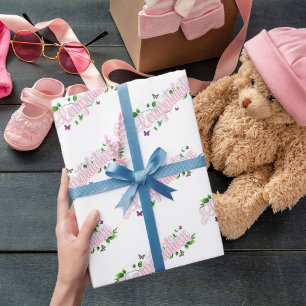 Presente Papel de Parabéns Rosa Floral