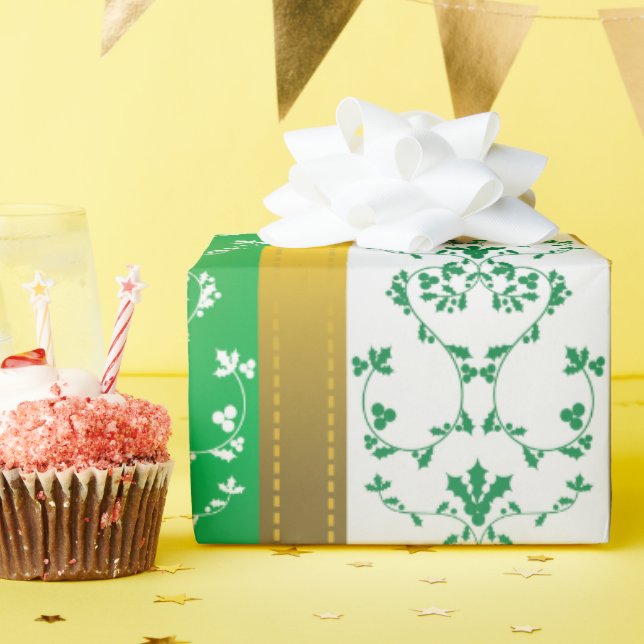 Presente Papel de Parede com Listras de Azevinho (Festa de aniversário)