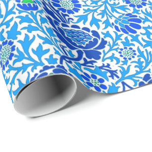 Presente Papel de parede floral, Marinho e azul-ceruliano
