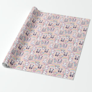 Presente Papel de parede Kawaii Pastel Cats e Bunnies