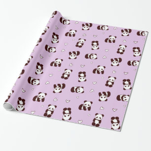 Presente Papel de Quebra-Cabeça de Panda Roxo