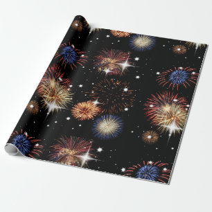 Presente Papel de quebra de fogo e estrelas