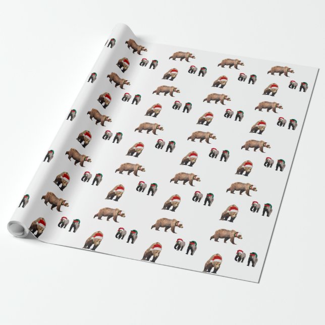 Presente Papel de Quebra de Natal de ursos pardos (Desenrolado)
