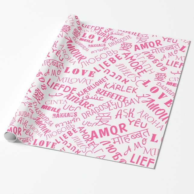 Presente Papel de quebra de texto de amor multilíngue Escol (Desenrolado)