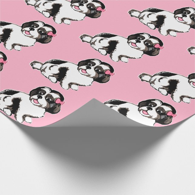 Presente Papel De Quebra Rosa De Shih Tzu (Ponta)