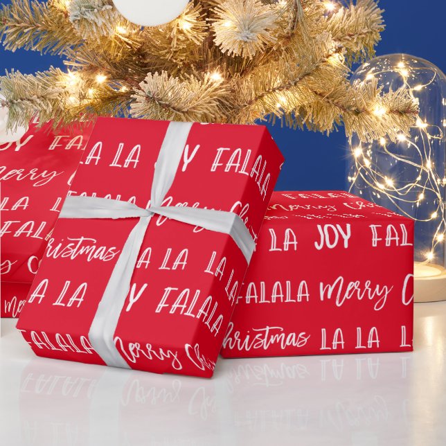 Presente Papel De Regalo  Christmas Holiday text red modern (Feriados)