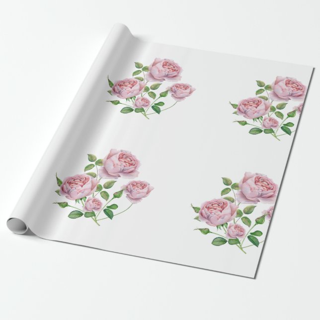 Presente papel de regalo rosas a la acuarela (Desenrolado)