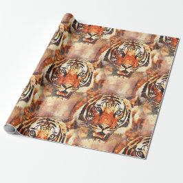 Presente papel de regalo tigre a la acuarela