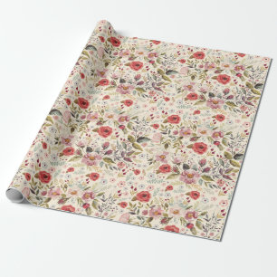 Presente Papel de revestimento de padrão floral