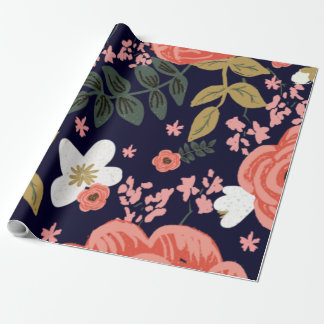 Presente Papel de revestimento floral de coral de Marinho