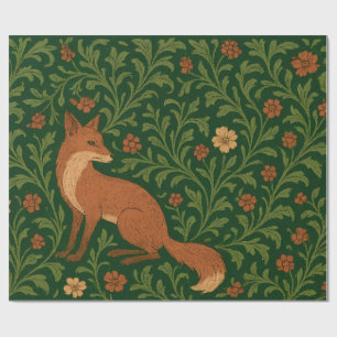 Presente Papel de Seda Estilo Morris Cottagecore Raposa Flo